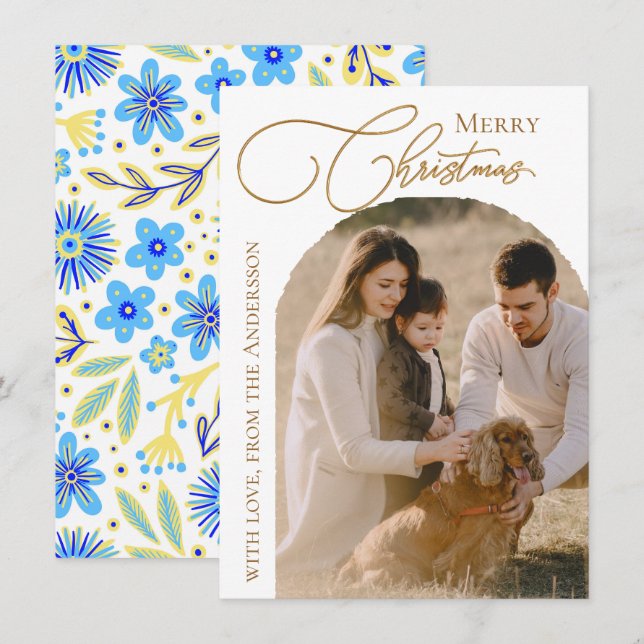 Cartão De Festividades Natal com Foto Moderna (Frente/Verso)