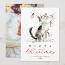 Natal com Gato em Aquarela Foto de Pet Personaliza
