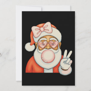 Cartão De Festividades Natal com Goma de Mascarar Santa Preto Afro-Americ