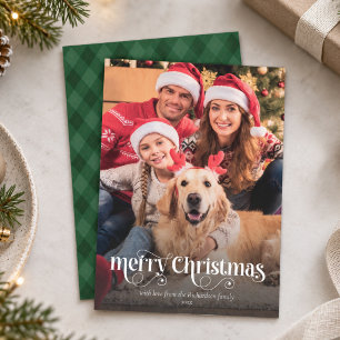 Cartão De Festividades Natal com Roteiro de Caligrafia de Foto de Família