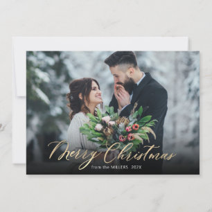 Cartão De Festividades Natal com Script Moderno Árvore 2 Foto Natal