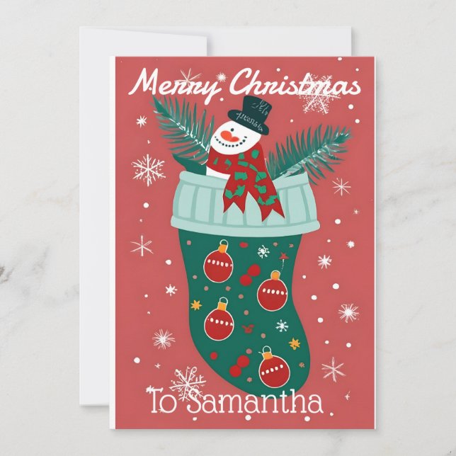 Cartão De Festividades Natal com um boneco de neve (Frente)