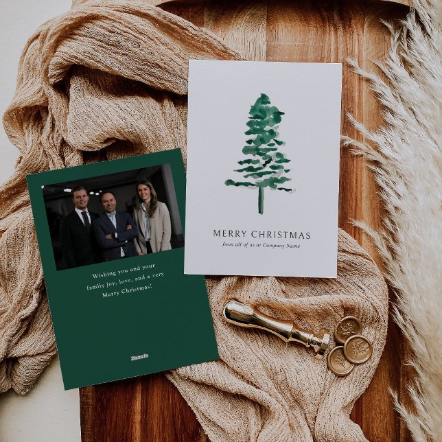 Cartão De Festividades Natal comercial da árvore do pinheiro de aquarela (Criador carregado)