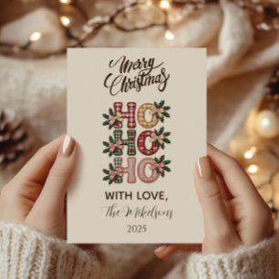 Cartão De Festividades Natal Coquette Gingham Ho Ho Ho