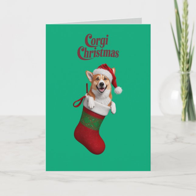 Cartão De Festividades Natal Corgi (Frente)