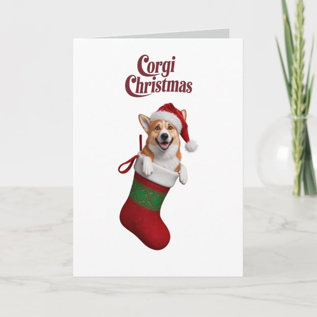 Cartão De Festividades Natal Corgi (Frente)