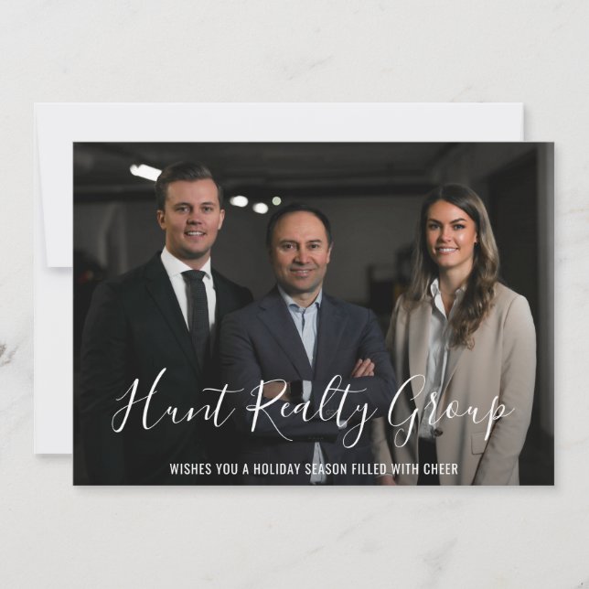 Cartão De Festividades Natal corporativo de fotos de negócios modernas (Frente)