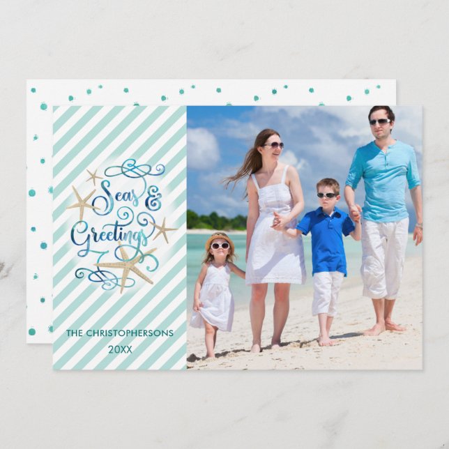 Cartão De Festividades Natal costeiro SEAsons Saudações Fotografias Strip (Frente/Verso)