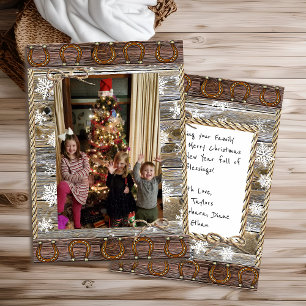 Cartão De Festividades Natal Country e Western Personalizado com Foto 
