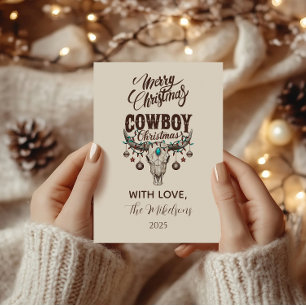 Cartão De Festividades Natal Cowboy Rústico