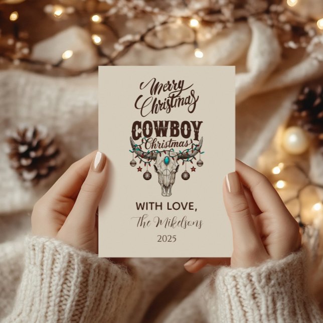 Cartão De Festividades Natal Cowboy Rústico (Criador carregado)