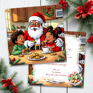 Cartão De Festividades Natal & Crianças Comendo Biscoitos & Cacau Natal