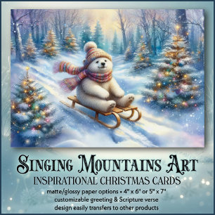 Cartão De Festividades Natal Cristão do Urso Polar Inspirador