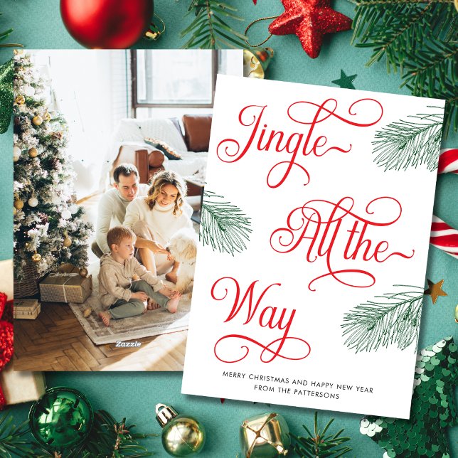 Cartão De Festividades Natal da Caligrafia Vermelha Elegante (Criador carregado)