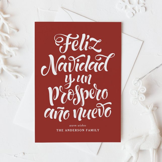 Cartão De Festividades Natal da Calligrafia Red Feliz Navidad (Criador carregado)