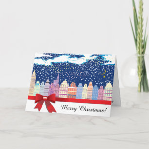 Cartão De Festividades Natal da Cidade com Arco Vermelho PERSONALIZADO