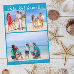 Cartão De Festividades Natal da Colagem de Fotos Chic Blue Mele Kalikimak<br><div class="desc">A foto personalizável da família de praia azul-chic colage cartão de Natal com suas fotos tropicais favoritas ao sol. Adicione 3 das suas memórias favoritas das suas férias na ilha à costa. Belos cartões de natal costeiros com um layout de fotografia limpo e moderno e bonito roteiro branco.</div>