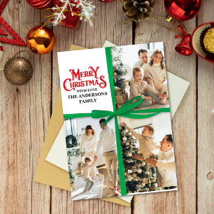 Cartão De Festividades Natal da Colagem de Fotos da Família Molhada de Pr