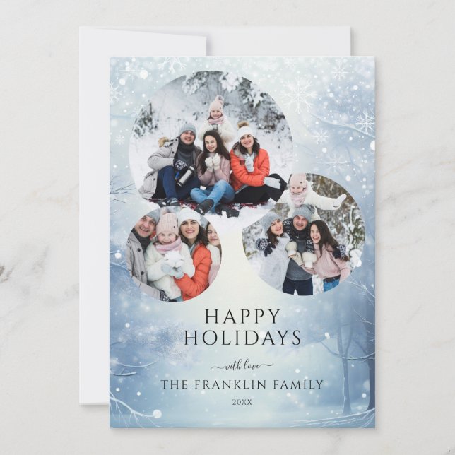 Cartão De Festividades Natal da Colagem de Fotos da Floresta de inverno 3 (Frente)