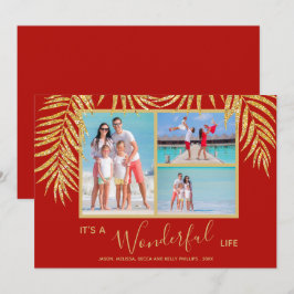 Cartão De Festividades Natal da Colagem de Fotos de Palms Douradas