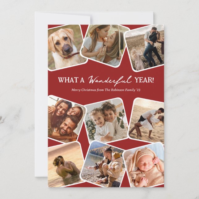 Cartão De Festividades Natal da Colagem de Fotos do Ano Maravilhoso (Frente)