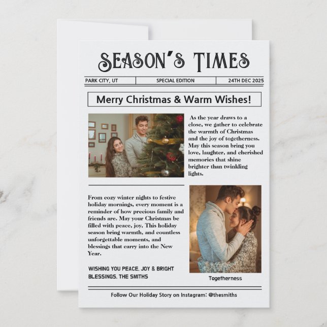 Cartão De Festividades Natal da Colagem de Fotos do Arch da Newsletter (Frente)