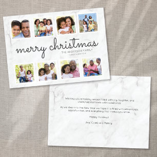 Cartão De Festividades Natal da Colagem de Fotos do Script Marble