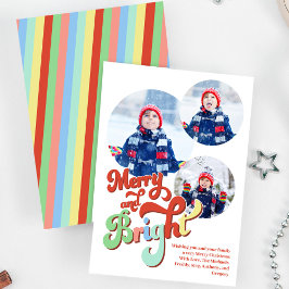 Cartão De Festividades Natal da Colagem de Fotos felizes e Brilhantes