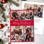 Cartão De Festividades Natal da Colagem de Fotos Vermelha 5 do Script Mod<br><div class="desc">A Colagem de Fotografias Red 5, Moderna Elegante, Feliz Cartão de Férias de Natal. Este modelo festivo, minimalista, simples e caprichoso de cinco (5) cartões de natal de de fotografia apresenta uma bonito colagem de fotos em grade e diz "Feliz Natal"! O texto de saudação de "Feliz Natal" é escrito...</div>
