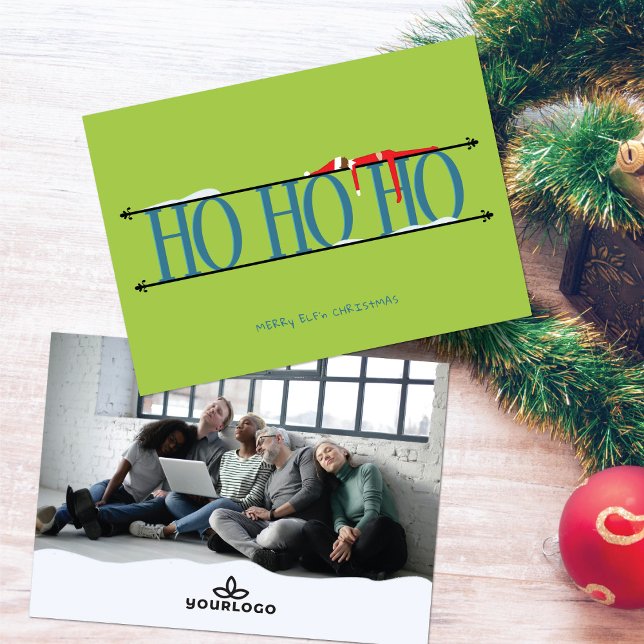 Cartão De Festividades Natal da Companhia Teal & Green Elf Shenanigans (Criador carregado)