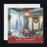 Cartão De Festividades Natal da Corporação Botânica Elegante da Aquarela<br><div class="desc">Cartão de Natal Corporativo Botânico Elegante de Aquarela - com uma surpreendente varanda festiva da casa vitoriana,  todos varridos para as férias. A parte traseira do cartão contém todas as informações de sua empresa,  incluindo um cartão QR.</div>