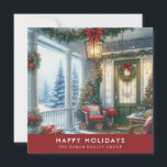 Cartão De Festividades Natal da Corporação Botânica Elegante da Aquarela<br><div class="desc">Cartão de Natal Corporativo Botânico Elegante de Aquarela - com uma surpreendente varanda festiva da casa vitoriana,  todos varridos para as férias. A parte traseira do cartão contém todas as informações de sua empresa,  incluindo um cartão QR.</div>