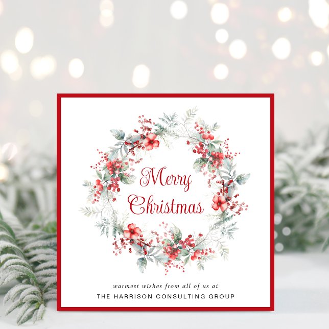 Cartão De Festividades Natal da Elegante Business Wreath Corporate (Spread the joy of the season and strengthen business relationships with our elegant Christmas card)