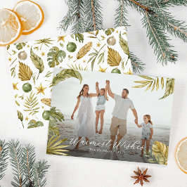 Cartão De Festividades Natal da Elegante Tropical Watercolor