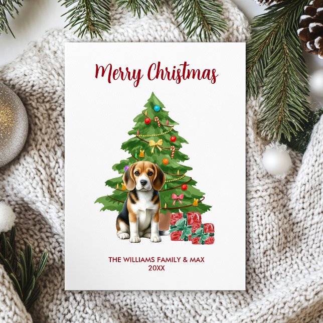 Cartão De Festividades Natal da família Beagle Dog (Criador carregado)