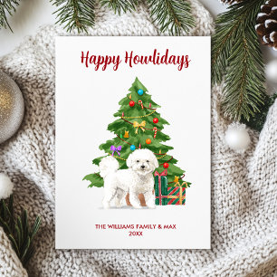 Cartão De Festividades Natal da família Bichon Frise