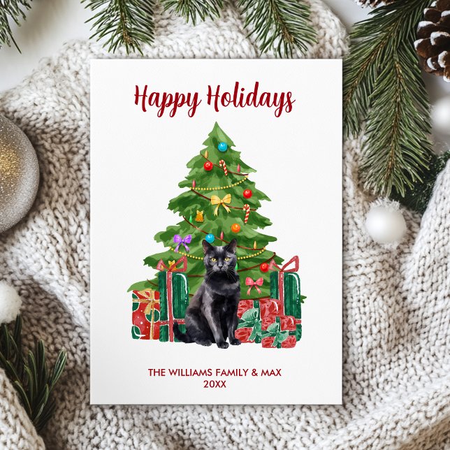 Cartão De Festividades Natal da família Black Cat (Criador carregado)