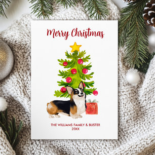 Cartão De Festividades Natal da família Corgi