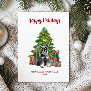 Cartão De Festividades Natal da Família de Cachorros Miniatura Schnauzer