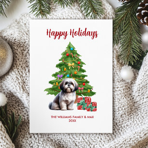 Cartão De Festividades Natal da Família de Cachorros Shih Tzu