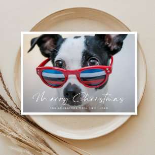 Cartão De Festividades Natal da família de cães magras minimalista modern