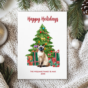 Cartão De Festividades Natal da família de gatos siameses