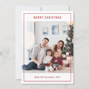 Cartão De Festividades Natal da Família de Na moda Vermelho Minimalista