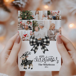 Cartão De Festividades Natal da Família de Reindeer da Xadrez Buffalo