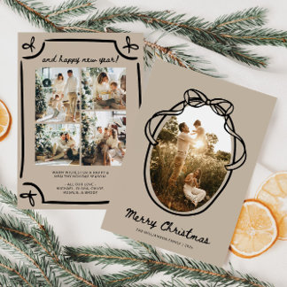 Cartão De Festividades Natal Da Família Desenhada À Mão