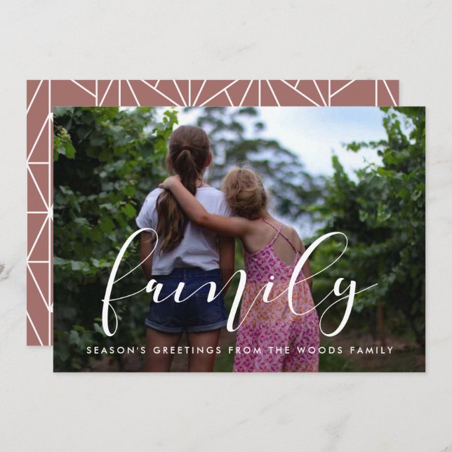 Cartão De Festividades Natal da família Elegant (Frente/Verso)