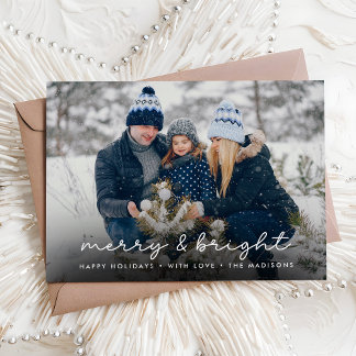 Cartão De Festividades Natal da família Elegante de feliz e Brilho