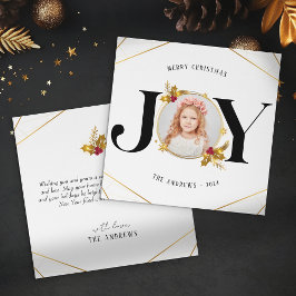 Cartão De Festividades Natal da família geométrica Dourada moderna