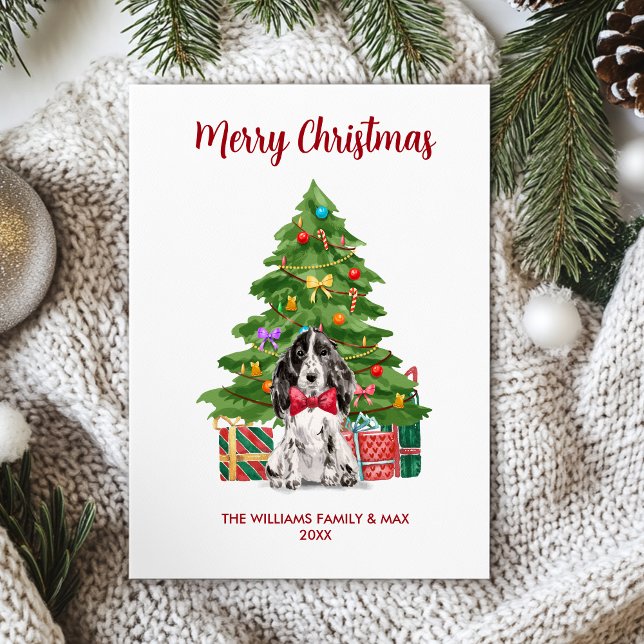 Cartão De Festividades Natal da família inglesa Spaniel Dog (Criador carregado)