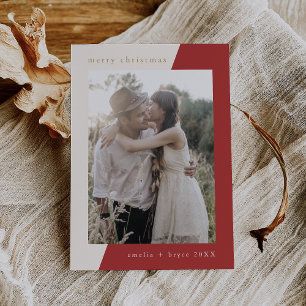 Cartão De Festividades Natal da Família Mínima Única Vermelha EMELIA